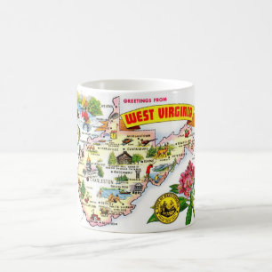 West Virginia Illustrated Map Coffee Mug
