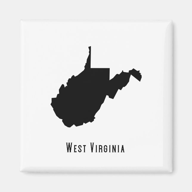 West Virginia Map - Black and White Modern Magnet (Front)