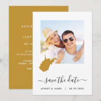 West Virginia Map Photo Wedding Save the Date Card