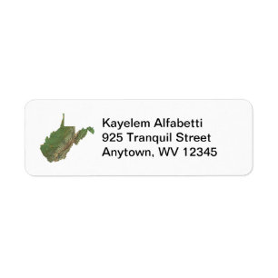 West Virginia Map Return Address Label