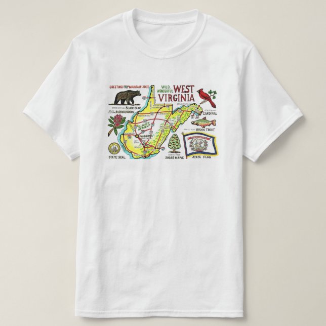 West Virginia Map T Shirt (Design Front)