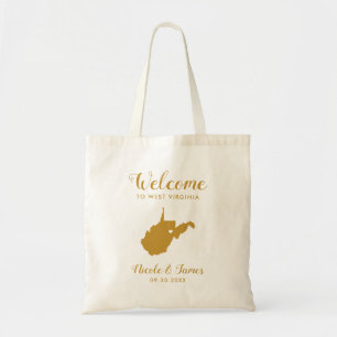West Virginia Map Wedding Welcome Bag, Gold Tote Bag
