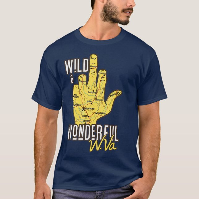 West Virginia Map WV Middle Finger Funny WV T-Shirt (Front)