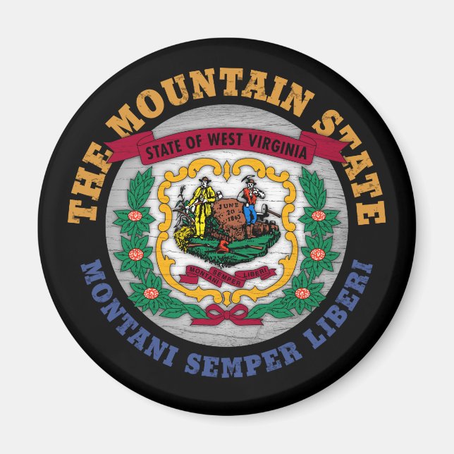 WEST VIRGINIA MOUNTAIN STATE FLAG MAGNET (Front)