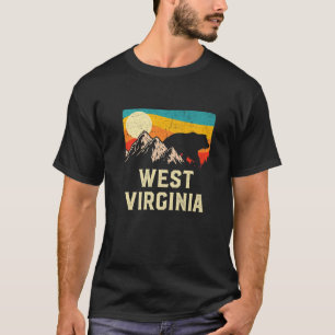 West Virginia Nature Wild Bear Retro Sunset Hiking T-Shirt