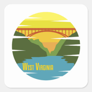 West Virginia New River Gorge Retro WV Travel Gift Square Sticker