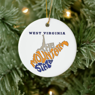 West Virginia Nickname Word Art Ceramic Tree Decoration