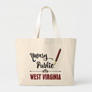 West Virginia Notary Public Ink Pen Large Tote Bag