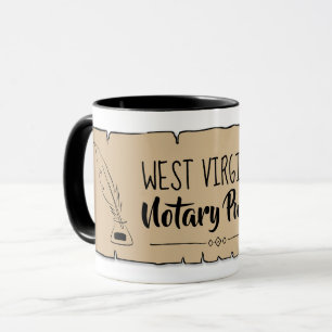 West Virginia Notary Public Scroll Feather Quill Mug