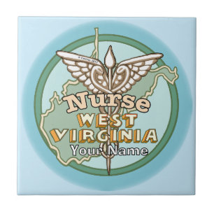 West Virginia Nurse Caduceus Tile