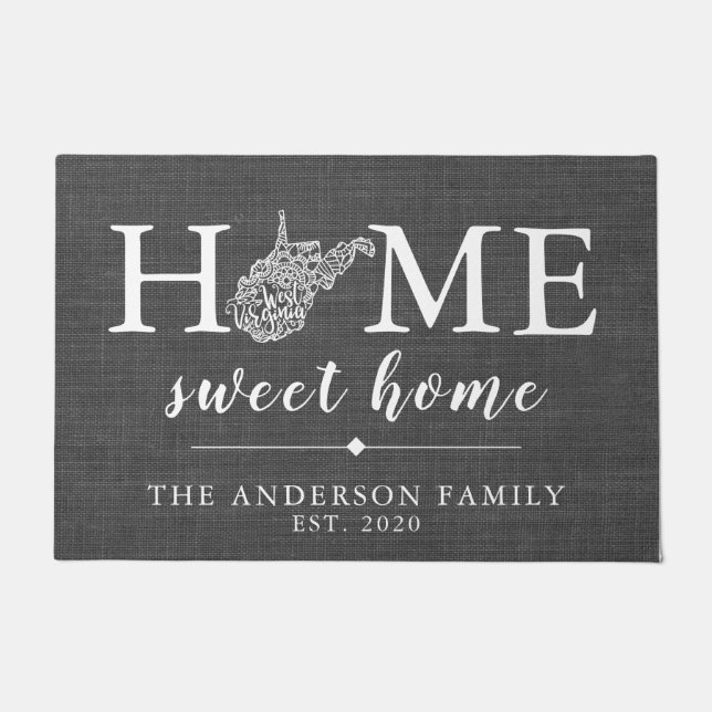 WEST VIRGINIA Personalised State Doormat (Front)