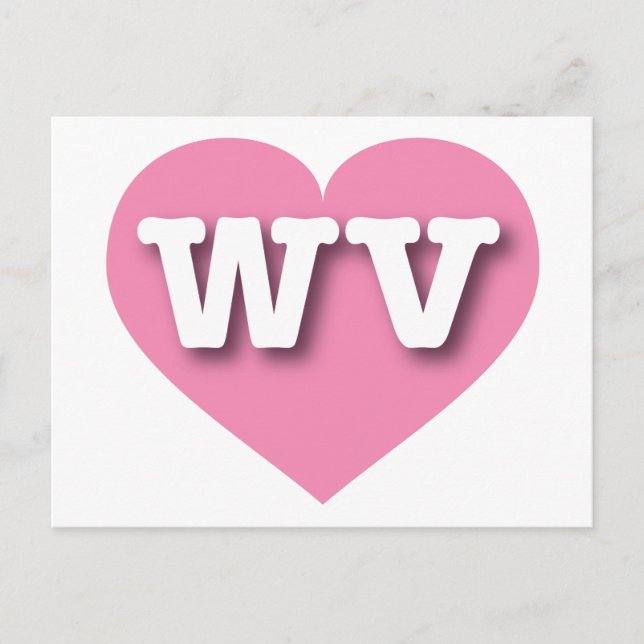 West Virginia Pink Fade Heart - I love WV Postcard (Front)