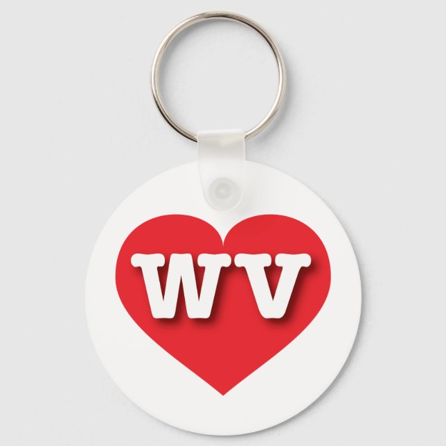 West Virginia Red Heart - I love WV Key Ring (Front)