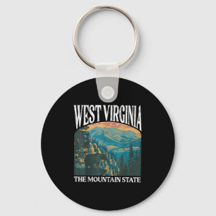 West Virginia Retro Bear Mountain Graphic  Key Ring