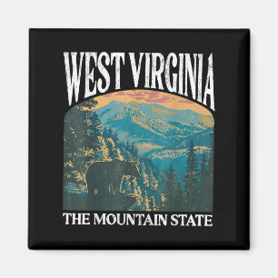 West Virginia Retro Bear Mountain Graphic Magnet