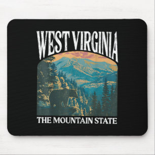 West Virginia Retro Bear Mountain Graphic Mouse Mat