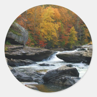 West Virginia River in the fall Classic Round Sticker