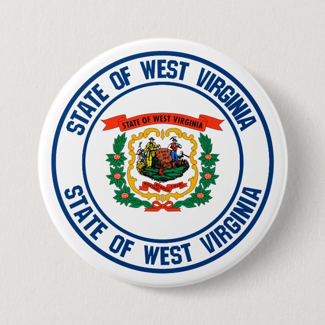 West Virginia Round Emblem 7.5 Cm Round Badge (Front)