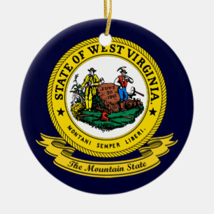 West Virginia Seal Ceramic Tree Decoration