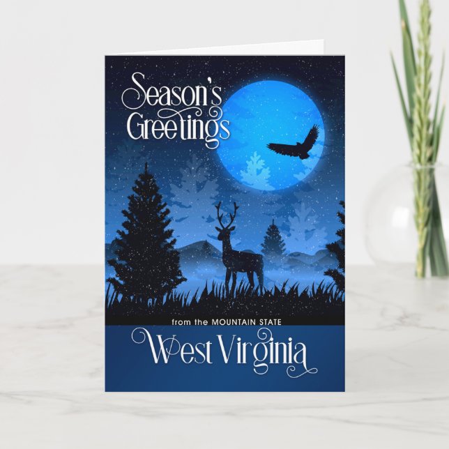 West Virginia Season's Greetings Woodland Deer Holiday Card (Front)
