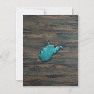 West Virginia Shape Teal Thank You Card