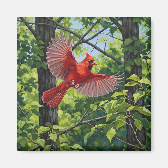 West Virginia State Bird Northern Cardinal Magnet (Front)