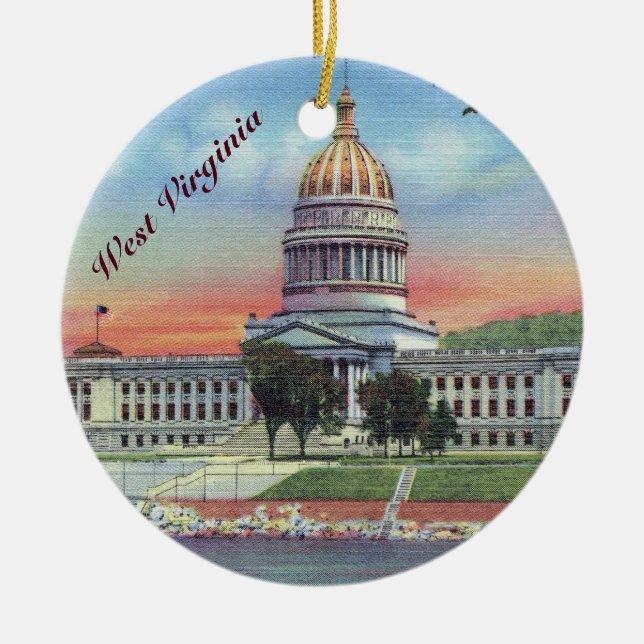 West Virginia State Capitol Ceramic Tree Decoration (Front)