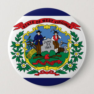 West Virginia State Flag 10 Cm Round Badge