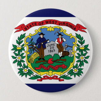 West Virginia State Flag 10 Cm Round Badge