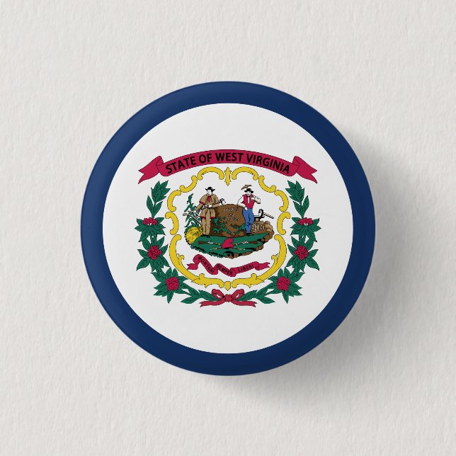 West Virginia State Flag 3 Cm Round Badge (Front)
