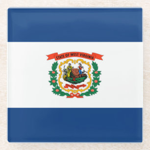 West Virginia State Flag Design Decor Glass Coaster