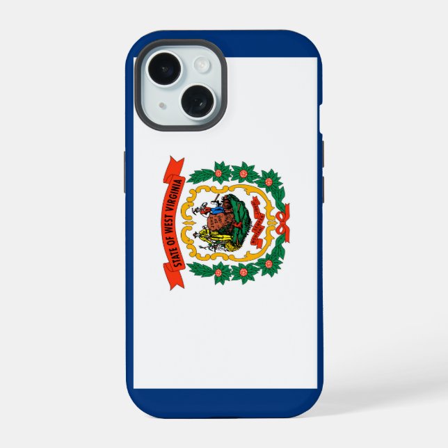 West Virginia State Flag Design iPhone 15 Case (Back)