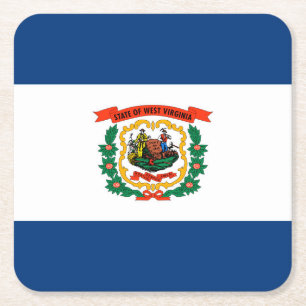 West Virginia State Flag Design Square Paper Coaster
