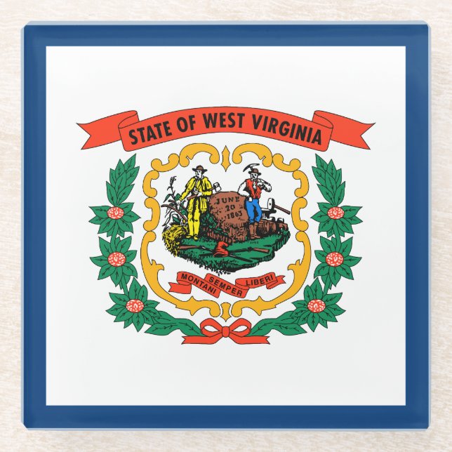 West Virginia State Flag Glass Coaster (Front)