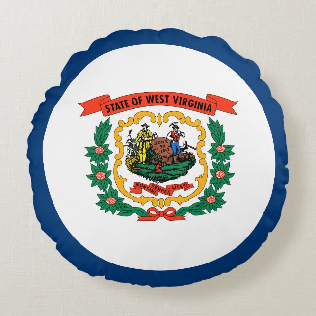 West Virginia State Flag Round Cushion (Front)