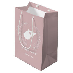 West Virginia state map couple wedding  Medium Gift Bag