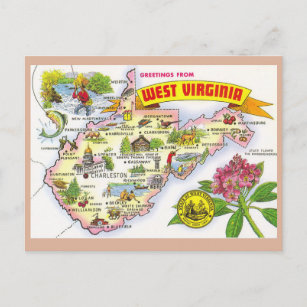 West Virginia State Map Postcard
