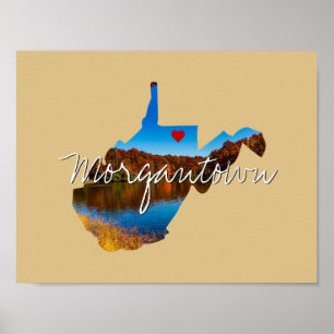West Virginia State Photo insert and town name Poster