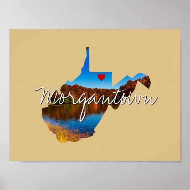 West Virginia State Photo insert and town name Poster (Front)