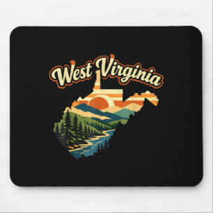 West Virginia State Retro Sunset Mountain Mouse Mat