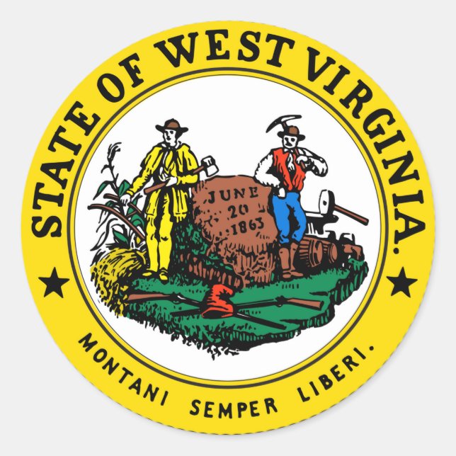 West Virginia state seal.jpg Classic Round Sticker (Front)