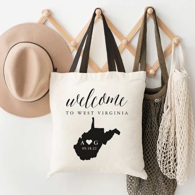West Virginia State Silhouette Wedding Welcome Tote Bag (Creator Uploaded)