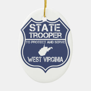 West Virginia State Trooper Protect And Serve Ceramic Tree Decoration