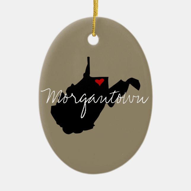 West Virginia Town Ceramic Tree Decoration (Front)
