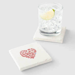 West Virginia United States Red Heart Mosaic Stone Coaster