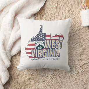 West Virginia United States Retro Map Vintage USA Cushion