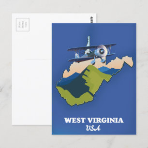 West Virginia USA map Postcard