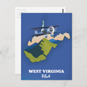 West Virginia USA map Postcard