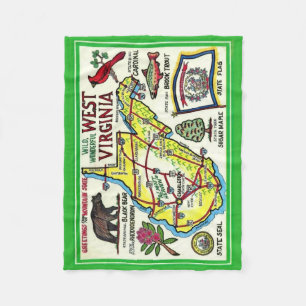 West Virginia Vintage Postcard Fleece Blanket
