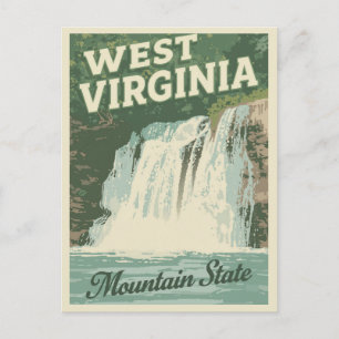 West Virginia Waterfall Vintage Travel Postcard